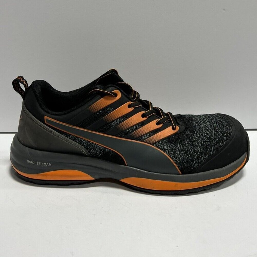 Men's Black and Orange Athletic Work Shoe